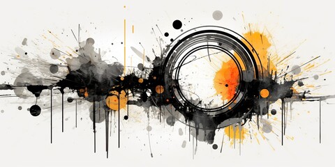 Wall Mural - AI Generated. AI Generative. Geometric abstract background with circle decoration. Space galaxy future modern ink drawing painting. Graphic art in graffiti style