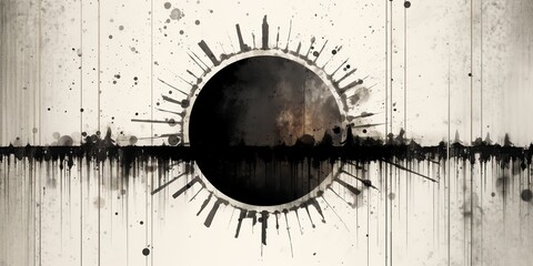 Wall Mural - AI Generated. AI Generative. Geometric abstract background with circle decoration. Space galaxy future modern ink drawing painting. Graphic art in graffiti style