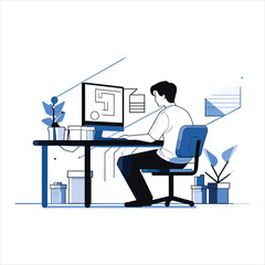 illustration of web development programmer and coding website