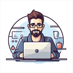 illustration of web development programmer and coding website