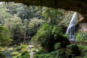 Sticker - Beautiful waterfall of sun link sea forest recreation area nantou taiwan