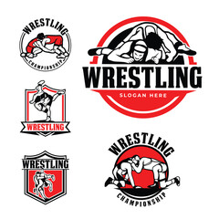 Vector graphic of wrestling logo design template