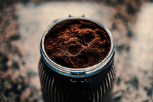 Ground Coffee In Ribbed Jar