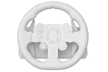 Poster - Realistic leather steering wheel isolated on a white monochrome background