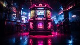 Fototapeta Big Ben - Neon-lit jukebox in the corner of a dark bar.