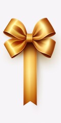 Poster - A simple and elegant golden bow placed on a clean white background. Perfect for adding a touch of luxury and sophistication to any project or design.
