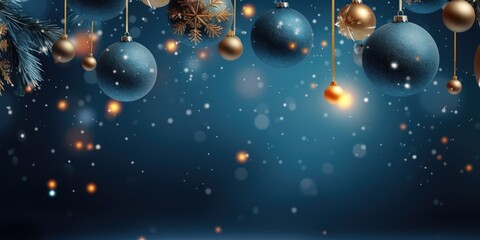 Poster - A festive scene with a bunch of Christmas balls hanging from a tree. This image can be used to create a cheerful holiday atmosphere.