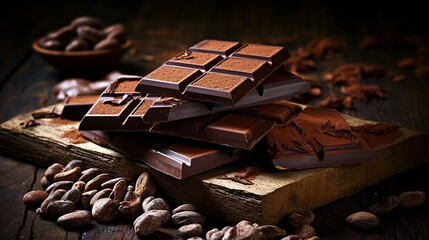 chocolate, cholate bar on a table, food, sweet, bar, dessert, dark, cocoa, delicious, cacao, tasty, sugar, sweets, chocolate bar