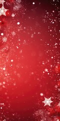 Poster - A vibrant red background with delicate snowflakes and sparkling stars. Ideal for festive occasions and winter-themed designs