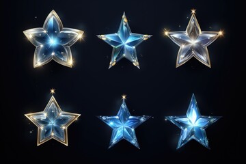 Poster - A set of shiny stars on a dark background. This image can be used to add a touch of magic and sparkle to various projects