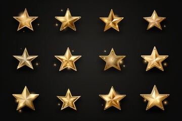 Poster - A set of golden stars on a black background. Perfect for adding a touch of elegance and glamour to any design or project