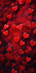 Poster - A cluster of red hearts floating in the air. Perfect for expressing love and romance in various projects