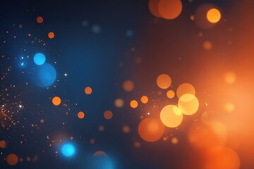 Poster - A blue background with orange defocused sparkle. ai generative