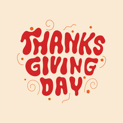 Canvas Print - Happy Thanksgiving Day banner template design. Happy Thanksgiving Day cute hand drawn doodle lettering illustration. Be thankful. Give thanks.
