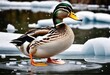 a male ard duck in the lakes male ard duck in the lake duck on a lake in winter
