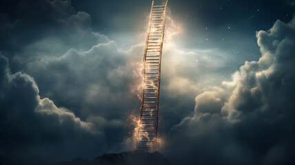 Wall Mural - concept of the career ladder and heaven