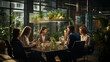© Milan - A diverse group of business colleagues engaged in a lively discussion during a team meeting in a modern conference room
