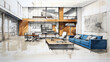 Architectural livingroom sketch, interior project concept art