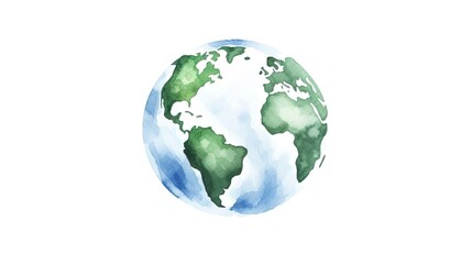 green earth watercolor art hand drawing green and b