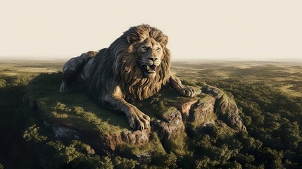 Wall Mural - the big lion of Serengeti natural park stay on top