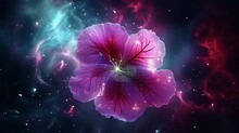 A Vibrant Nebula Nettle, Its Petals In A Perpetual State Of Bloom, Against The Backdrop Of A Galactic Nebula.