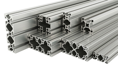 Poster - Aluminum profiles, 3D rendering isolated on transparent background