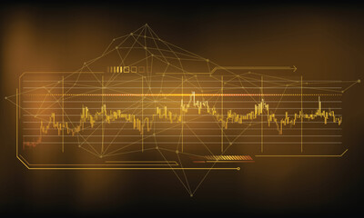 Wall Mural - Abstract infographics on a golden background of a stable financial chart.