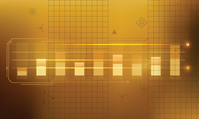 Wall Mural - Abstract infographics on a golden background of a stable sales chart.