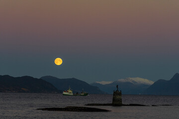 Wall Mural - Moonshine at Storfjorden, Norway