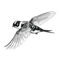 Canvas Print - Hand Drawn Sketch Swallow Bird Illustration