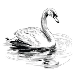 Wall Mural - Hand Drawn Sketch Swan Illustration