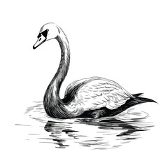 Wall Mural - Hand Drawn Sketch Swan Illustration