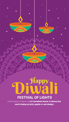  Greeting card design for diwali festival day contains candle concept