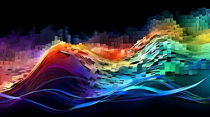 Wall Mural - abstract representation of market volatility , dynamic blend of fluctuating curves and lines, symbolizing the ups and downs of the stock market. Incorporate a spectrum of colors from warm to cool