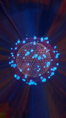 Poster - ABSTRACT BACKGROUND BLUE SPHERE WIREFRAME