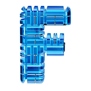 Blue ice transformed symbol. letter f