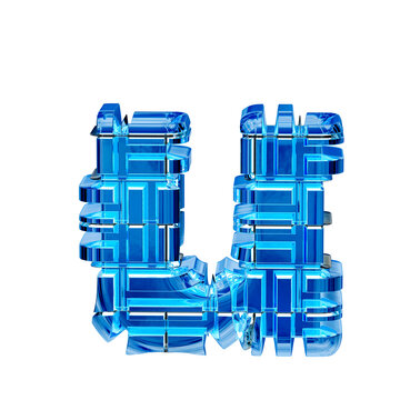 Blue ice transformed symbol. letter u