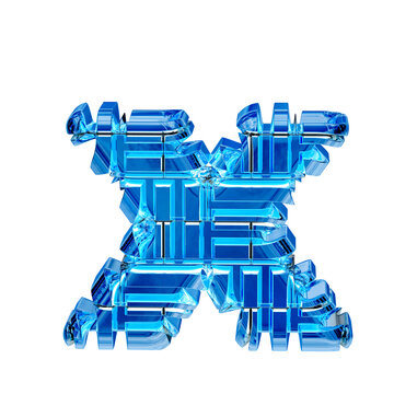 Blue ice transformed symbol. letter x