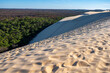 Golden sand and blue sky,  Dune of Pilat tallest sand dune in Europe located in La Teste-de-Buch in Arcachon Bay, France southwest of Bordeaux along France's Atlantic coastline