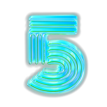 Turquoise luminous symbol. number 5