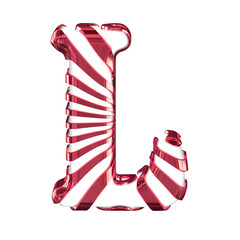 White symbol with red straps. letter l