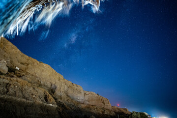 Wall Mural - milky way on the peruvian pacific coast. stars. night.
