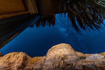 Wall Mural - milky way on the peruvian pacific coast. stars. night.