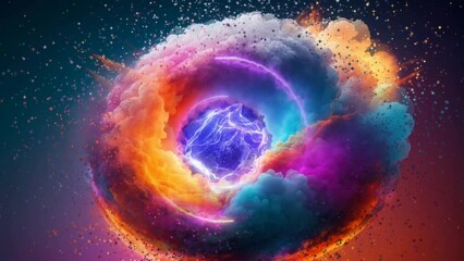 Wall Mural - abstract colorful circle cloud video animation, seamless looping video animated background