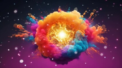 Wall Mural - fantasy colorful circle cloud video animation, seamless looping video animated background