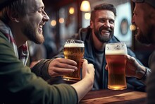 Pub Bar Beer Drinking Friends Male Happy   Beer Bar Pub Friends Man Toast Drinking Clinking Celebrate Communication Happy Celebration Holiday Cheer Smiling Alcohol Alcoholic Draught Draft Lager