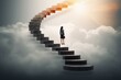 © sandra - concept development career leadership  businesswoman ladder wall climbing success career development ambition step award background woman suit walking opportunity concrete