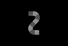 Logo 2 Letter Monogram Parallel Lines, Number Design Template.