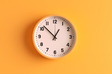 Time Winter Summer Concept School Management Space Copy Close O'clock Ten Background Orange Pastel Trendy Clock Wall Plain Analogue Part Autumn White Agenda Schedule Opening Hours Operation Minute