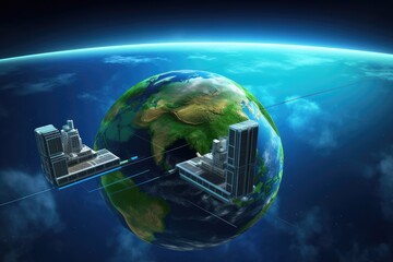 Poster - earth planet connect communication computer connection cyberspace phone plug technology net network networking universe datum digital information jack modem wire connected connecting